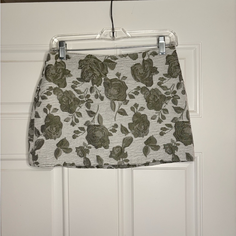 Reformation Olive Floral Mini Skirt